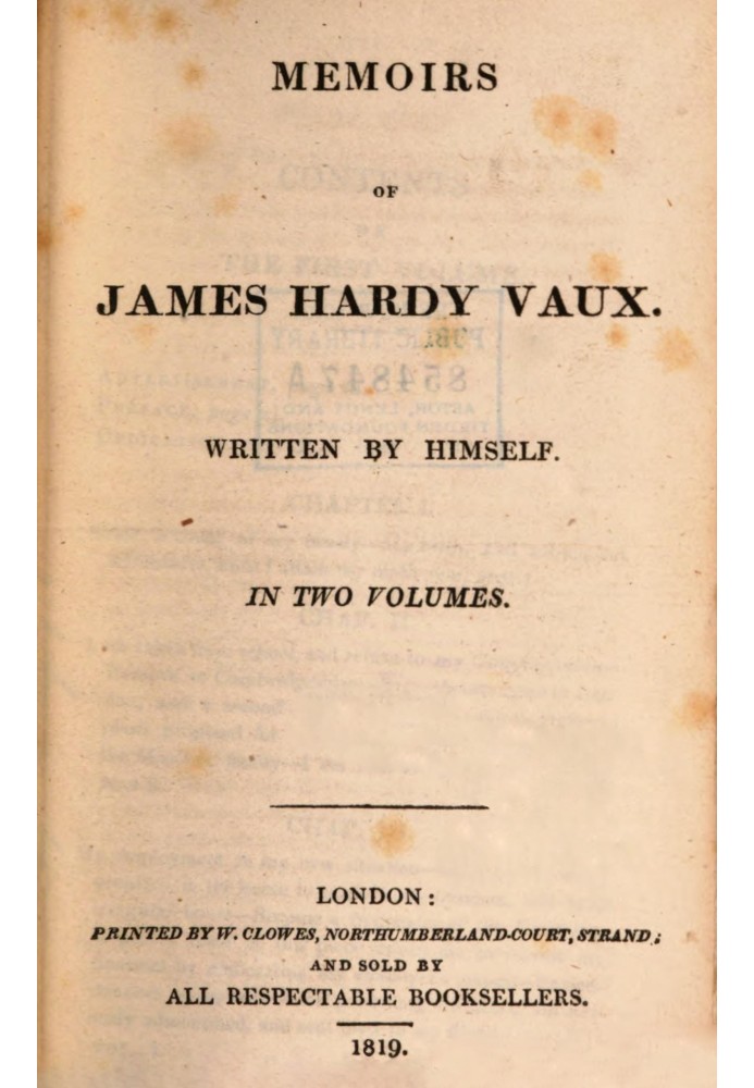 Memoirs of James Hardy Vaux. Written by himself.