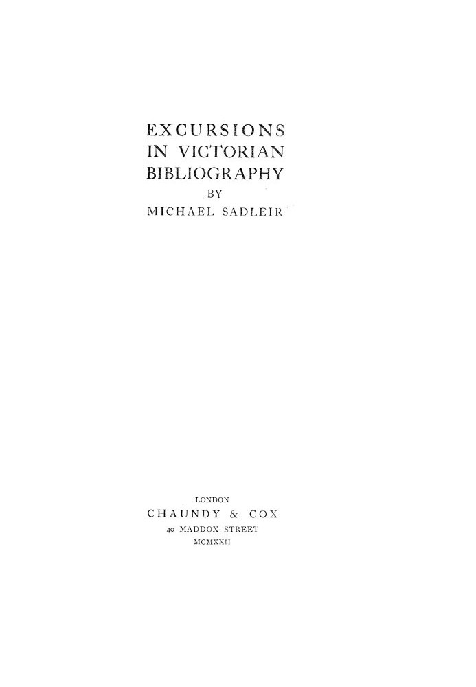 Excursions in Victorian Bibliography