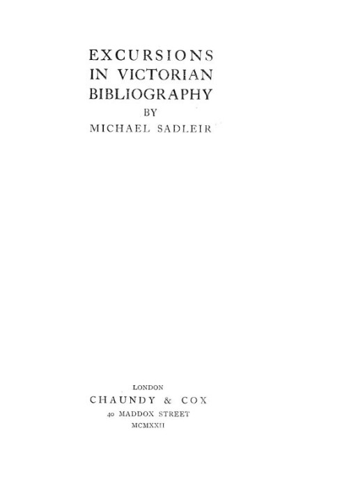 Excursions in Victorian Bibliography