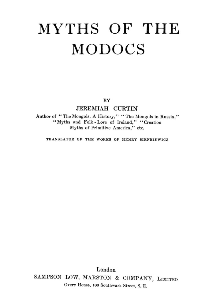 Myths of the Modocs