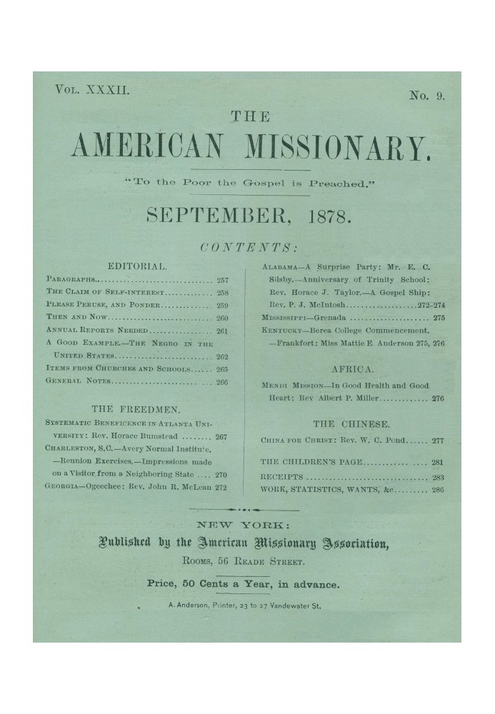 Американський місіонер — том 32, № 09, вересень 1878 р