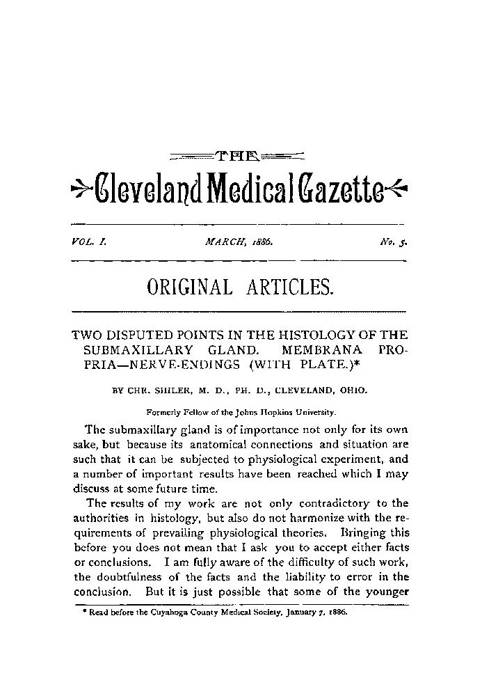 The Cleveland Medical Gazette, Vol. 1, № 5, березень 1886 р