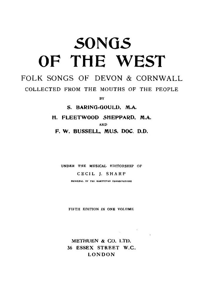 Песни Запада Народные песни Девона и Корнуолла, собранные из уст народа
