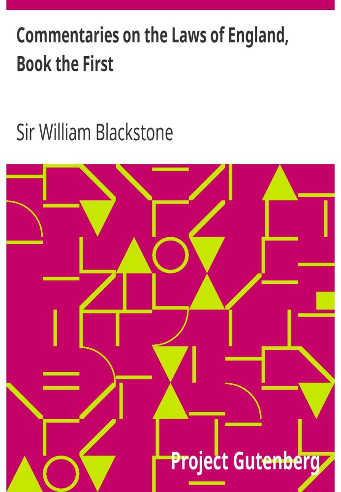 Коментарі до законів Англії, книга перша