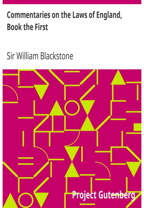 Коментарі до законів Англії, книга перша