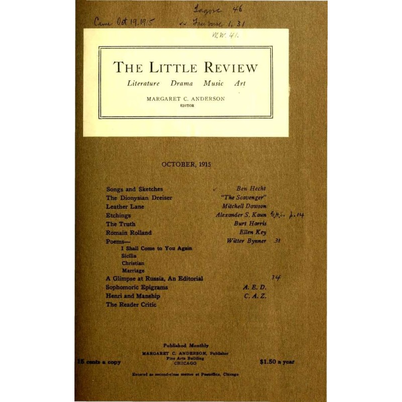 The Little Review, October...