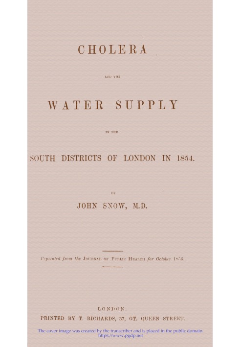 Cholera and the Water Supply in the South Districts of London in 1854