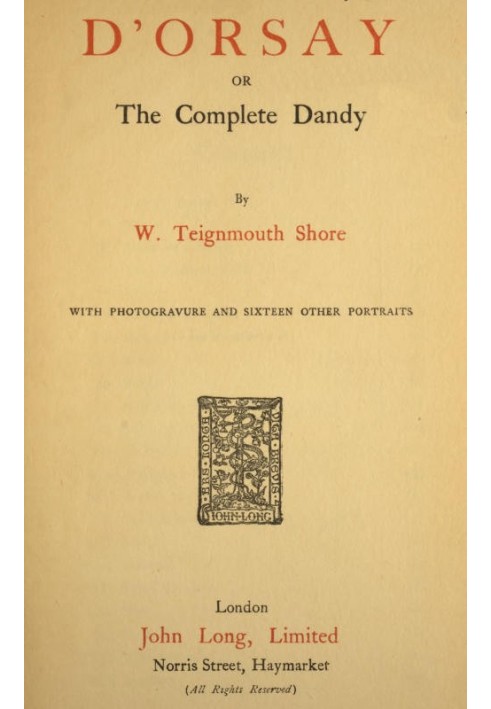 D'Orsay; or, The complete dandy