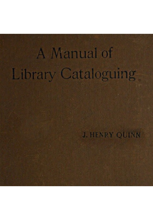 Manual of Library Cataloguing