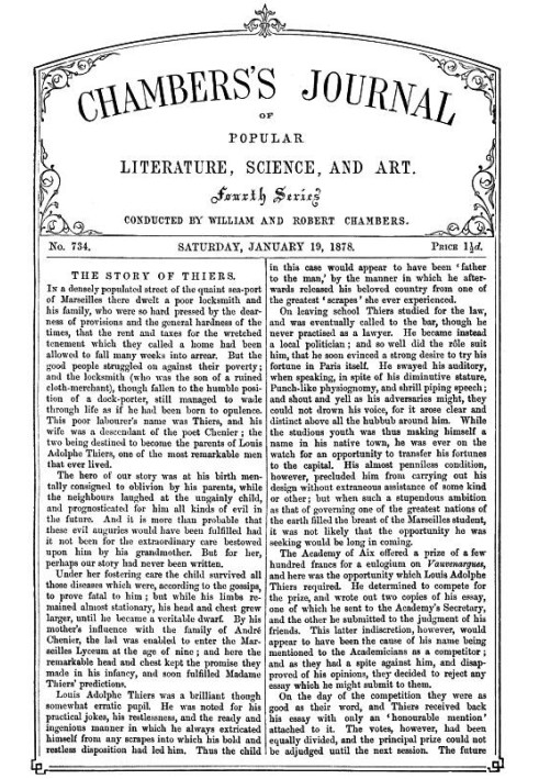 Chambers's Journal of Popular Literature, Science, and Art, № 734, 19 січня 1878 р.