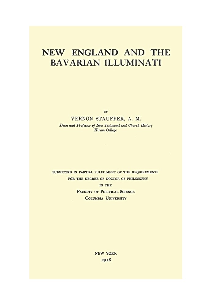 New England and the Bavarian Illuminati