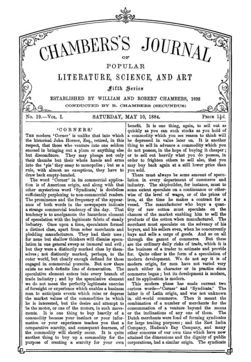 Журнал популярной литературы, науки и искусства Чемберса, пятая серия, № 19, том. Я, 10 мая 1884 г.