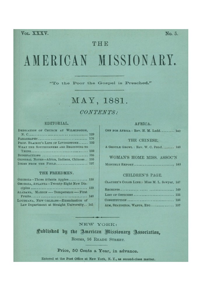 Американський місіонер — том 35, № 5, травень 1881 р