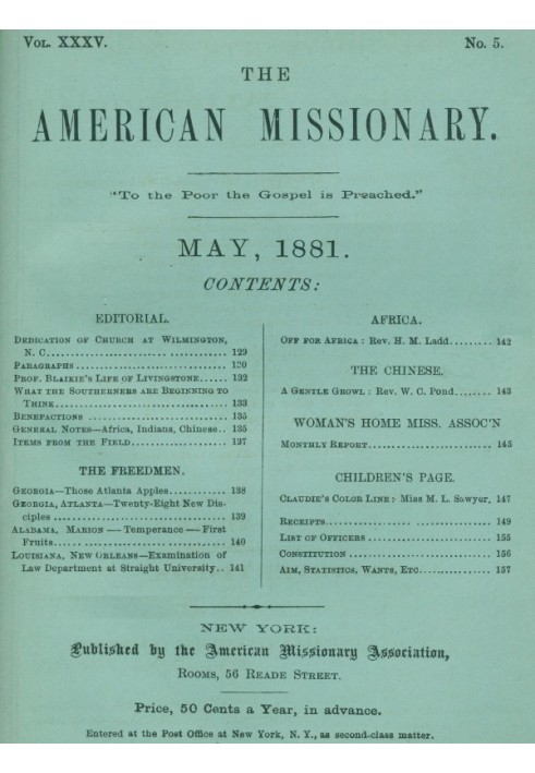 Американський місіонер — том 35, № 5, травень 1881 р