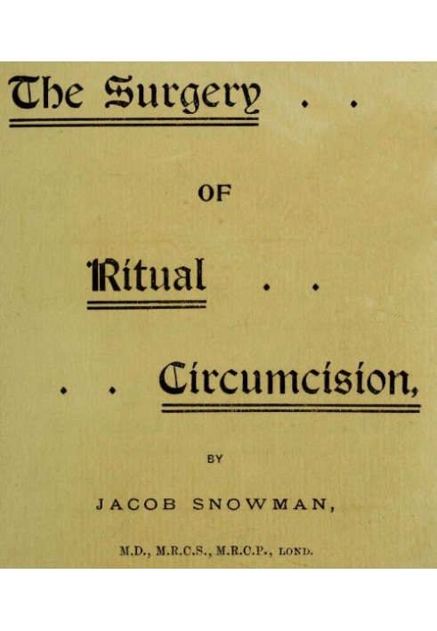 The Surgery of Ritual Circumcision