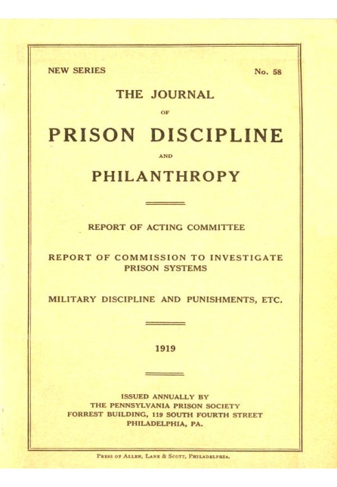 Журнал тюремной дисциплины и филантропии, 1919 г. (новая серия, № 58)