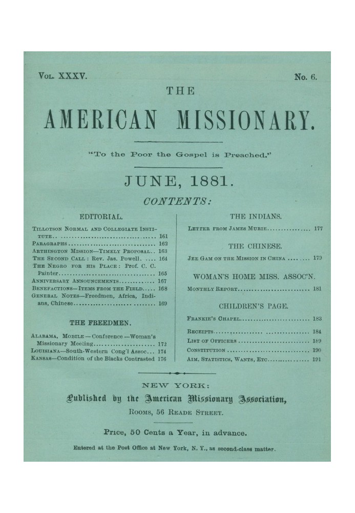 Американский миссионер - Том 35, № 6, июнь 1881 г.