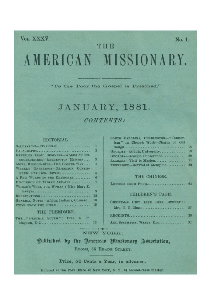 Американский миссионер - Том 35, № 1, январь 1881 г.