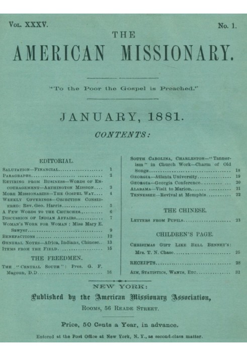 Американский миссионер - Том 35, № 1, январь 1881 г.