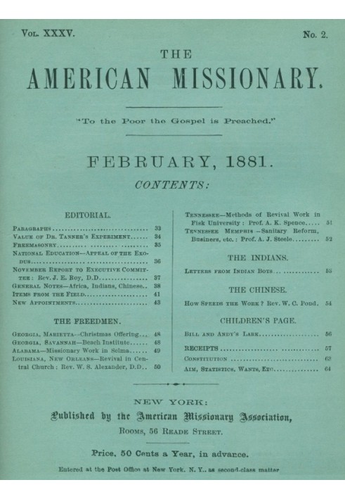 Американский миссионер - Том 35, № 2, февраль 1881 г.