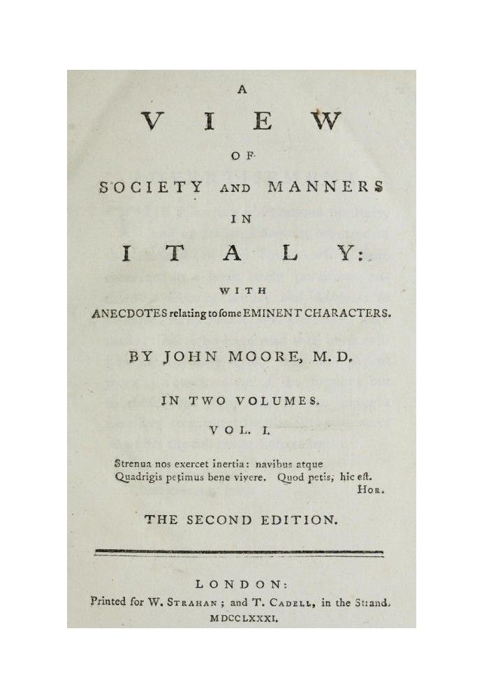 A View of Society and Manners in Italy, Volume 1 (of 2) With Anecdotes Relating to some Eminent Characters