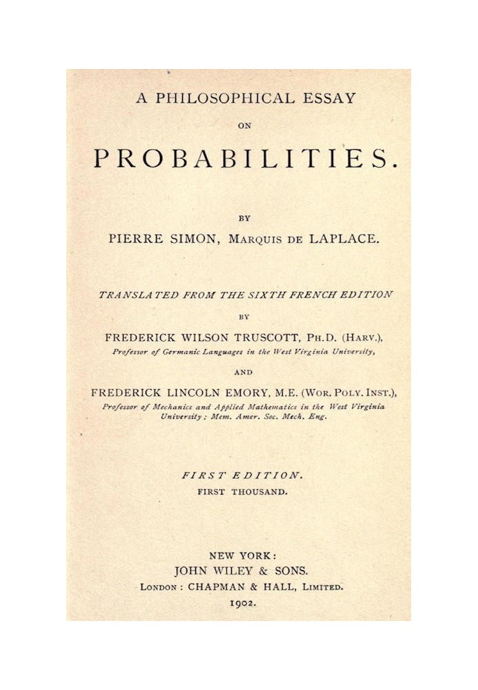 A Philosophical Essay on Probabilities