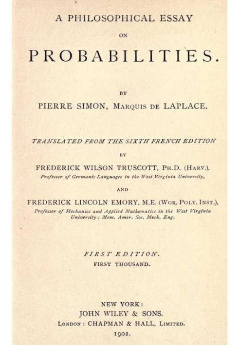 A Philosophical Essay on Probabilities