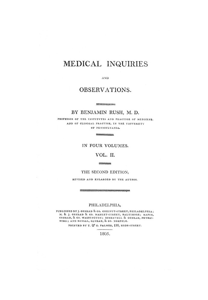 Medical Inquiries and Observations, Vol. 2 The Second Edition, Revised and Enlarged by the Author