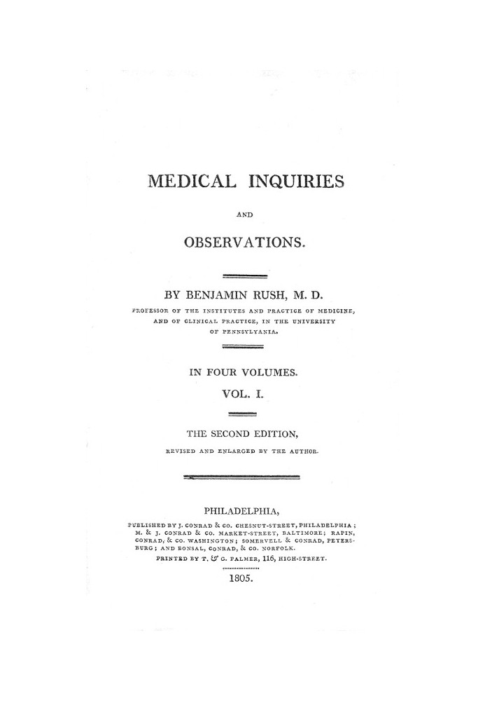 Medical Inquiries and Observations, Vol. 1 The Second Edition, Revised and Enlarged by the Author