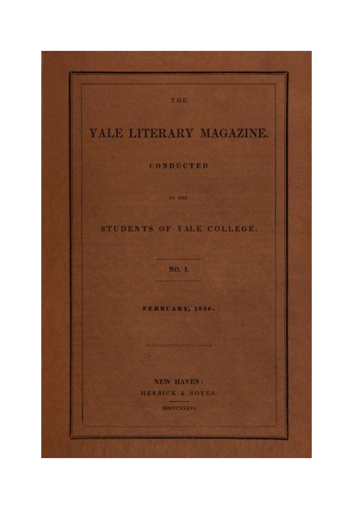 Єльський літературний журнал (том I, № 1, лютий 1836 р.)