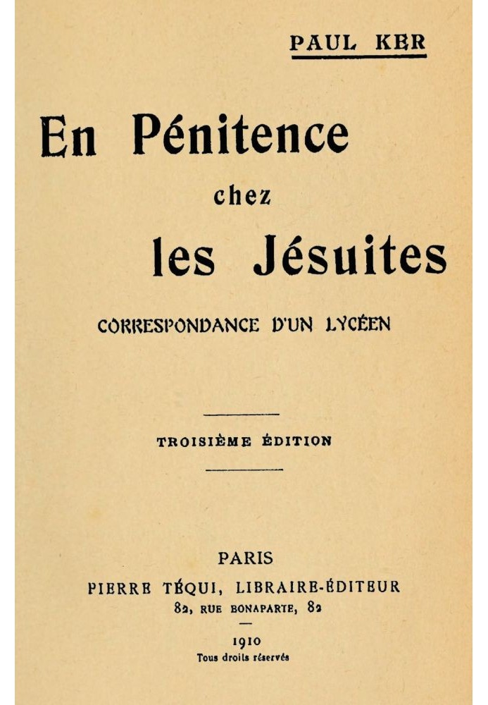 In Penance with the Jesuits: Correspondence from a high school student