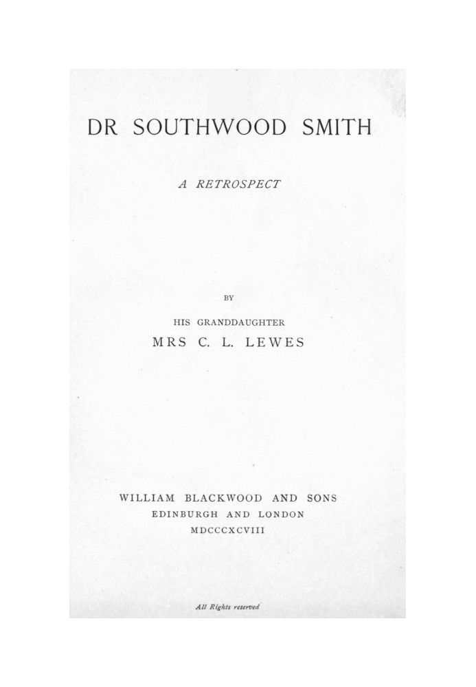 Dr. Southwood Smith: A Retrospect