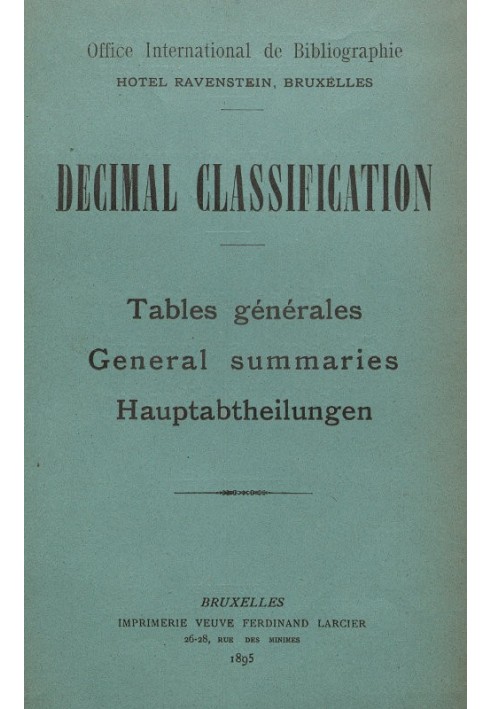 Decimal Classification. General tables