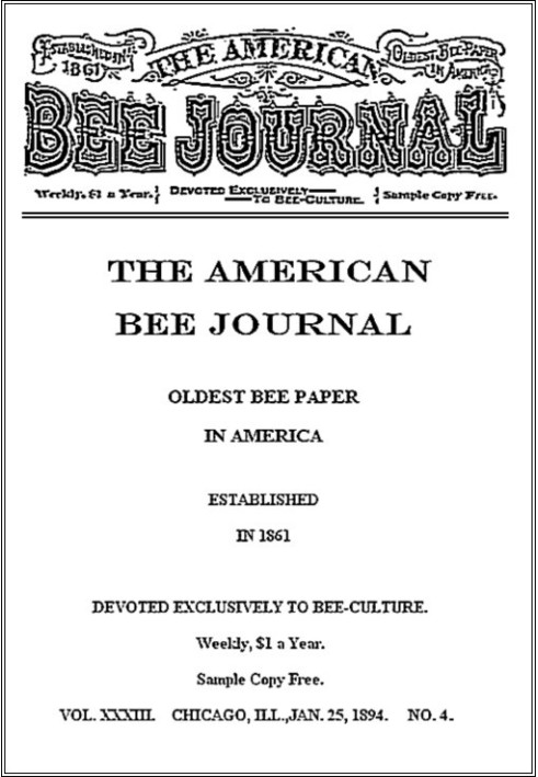 The American Bee Journal, том XXXIII, № 4, 25 січня 1894 р