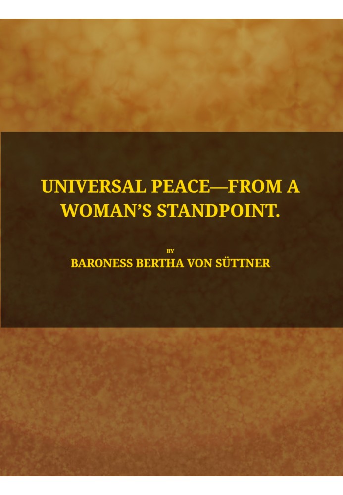 Universal peace—from a woman's standpoint