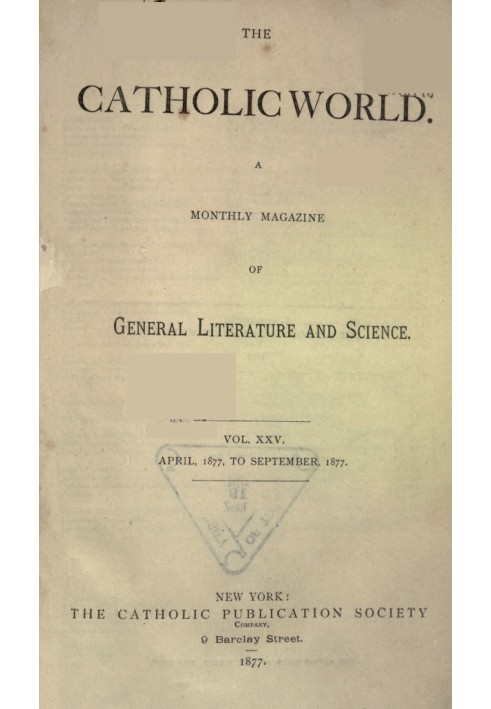 Католический мир, Vol. 25 апреля 1877 г. - сентябрь 1877 г.