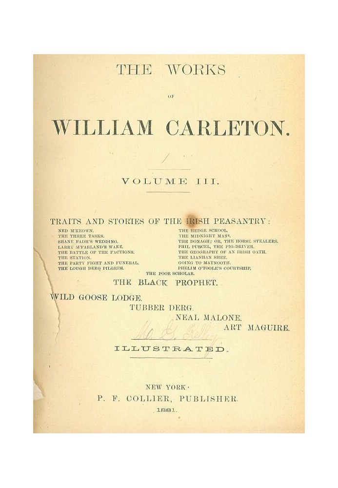 The Poor Scholar Traits And Stories Of The Irish Peasantry, The Works of William Carleton, Volume Three