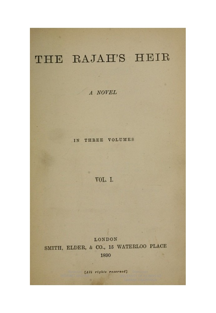 The Rajah's Heir A Novel in 3 volumes