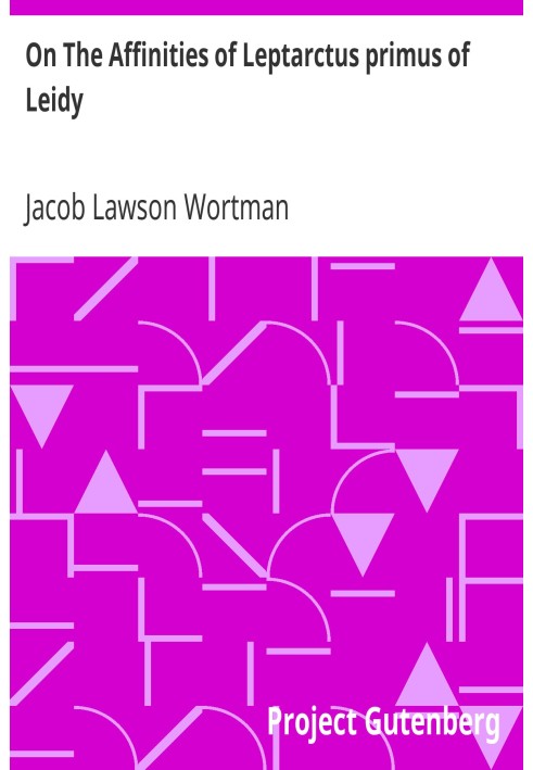 On The Affinities of Leptarctus primus of Leidy American Museum of Natural History, Vol. VI, Article VIII, pp. 229-331.