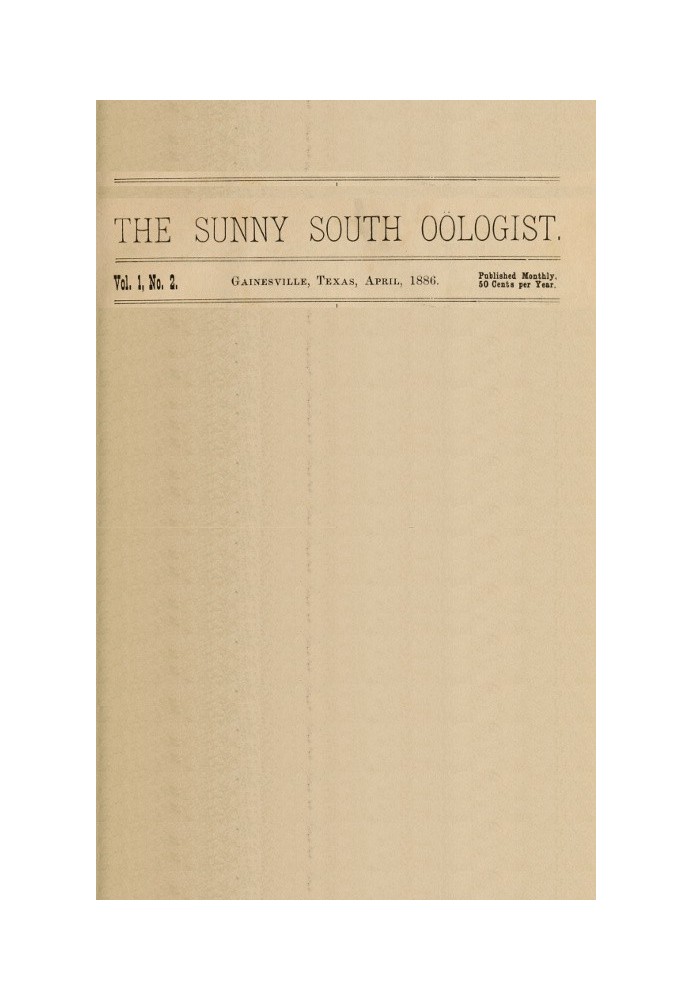 The Sunny South Oölogist. Vol. 1, No. 2