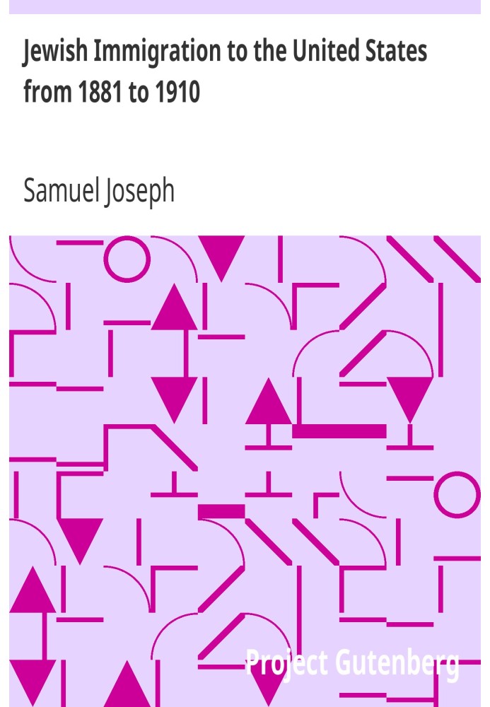 Jewish Immigration to the United States from 1881 to 1910 Studies in History, Economics and Public Law, Vol. LIX, No. 4, 1914
