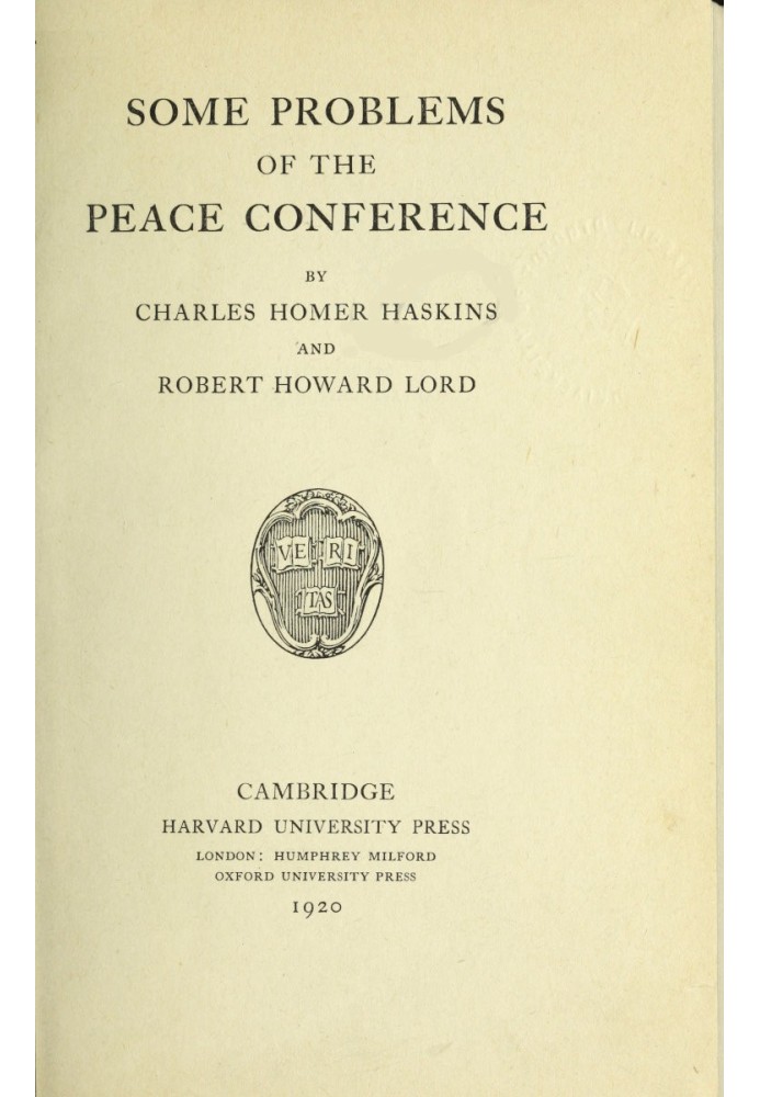 Some Problems of the Peace Conference