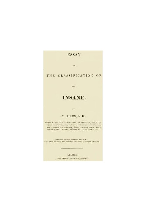 Essay on the Classification of the Insane