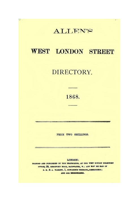 Довідник вулиць Аллена в Західному Лондоні, 1868 рік