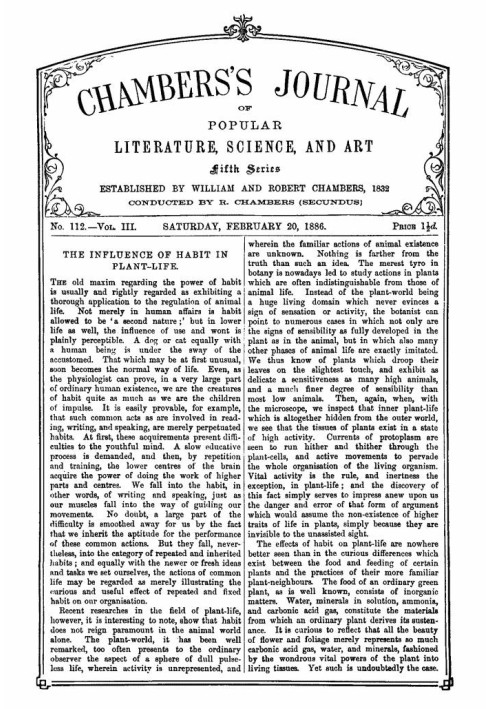 Chambers's Journal of Popular Literature, Science, and Art, Fifth Series, No. 112, Vol. III, February 20, 1886