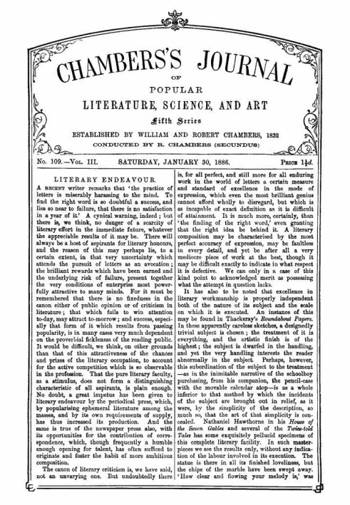 Chambers's Journal of Popular Literature, Science, and Art, Fifth Series, No. 109, Vol. III, January 30, 1886