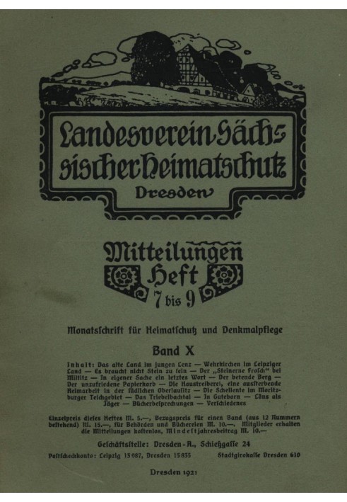 State Association of Saxon Heritage Protection - Announcements Volume X, Issue 7-9: $b monthly magazine for heritage protection 