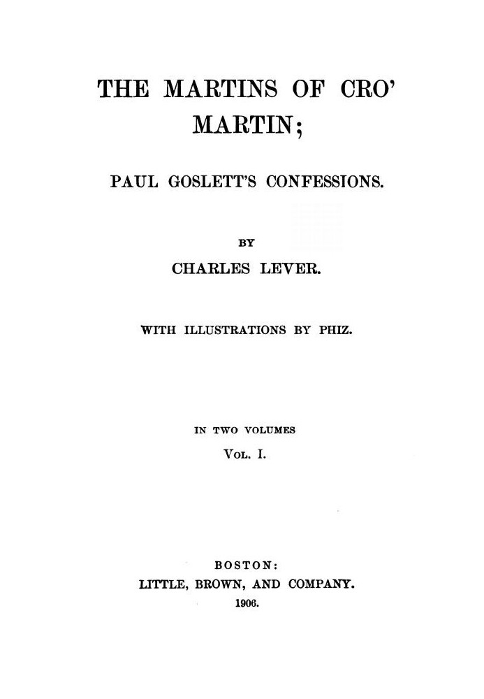 The Martins Of Cro' Martin, Vol. I (of II)