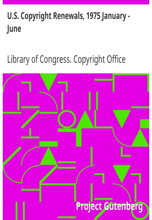 U.S. Copyright Renewals, 1975 January - June