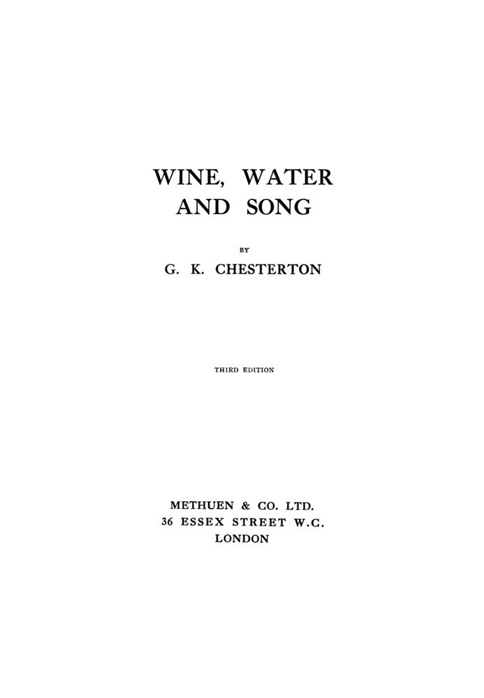 Wine, Water, and Song